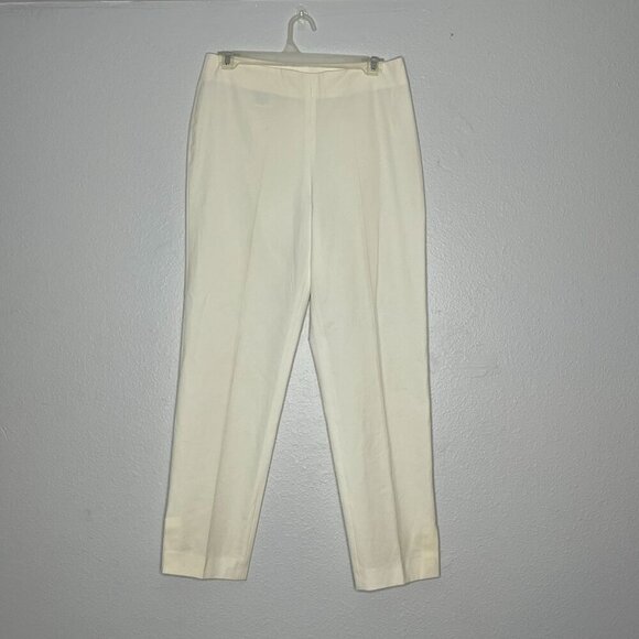 Gunnex Eggshell White Side Zip Skinny Ankle Pants COtton Blend Stretch‎ Size 8 - Picture 2 of 9